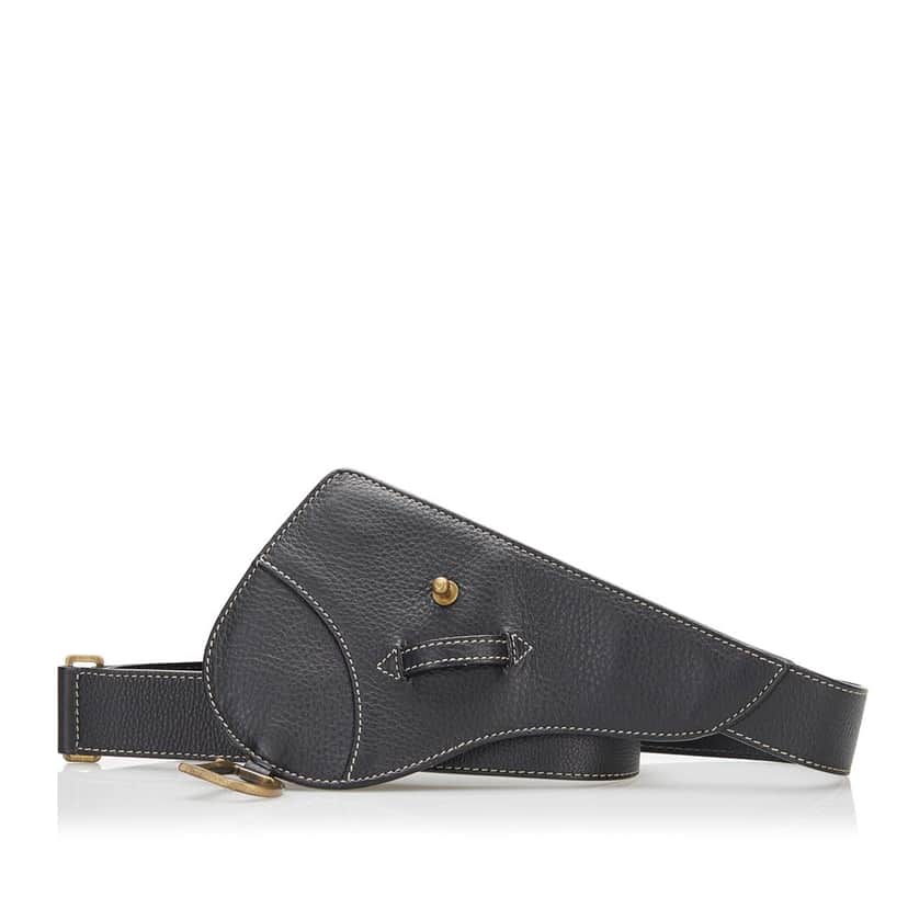 Dior Leather Saddle Belt Black Leather Good condition - Front View