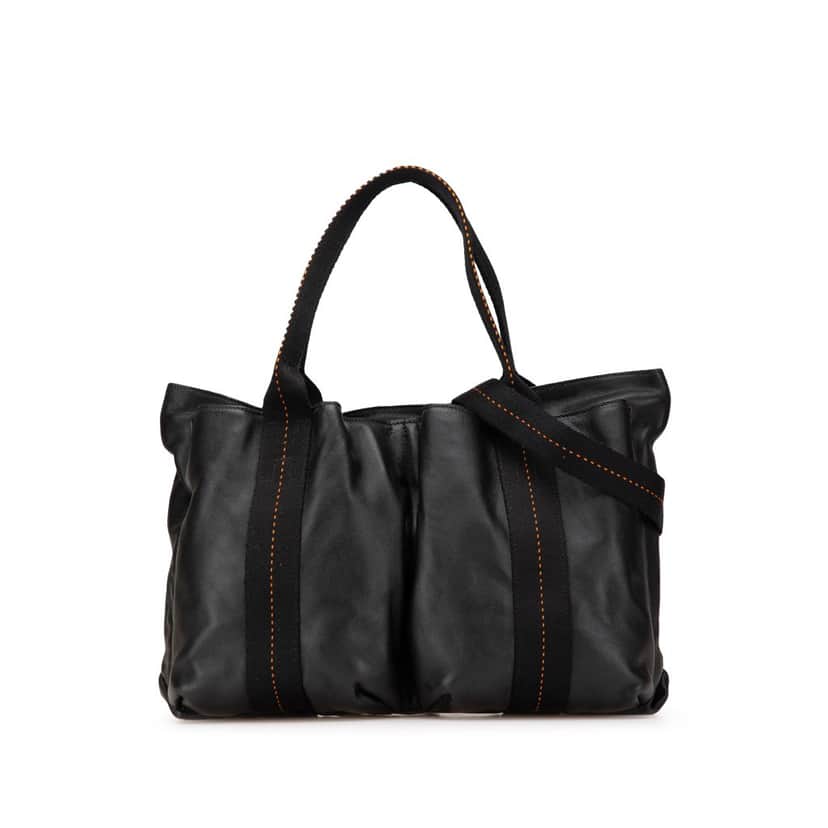 Hermès Caravan Horizontal MM Black Leather Good condition - Front View