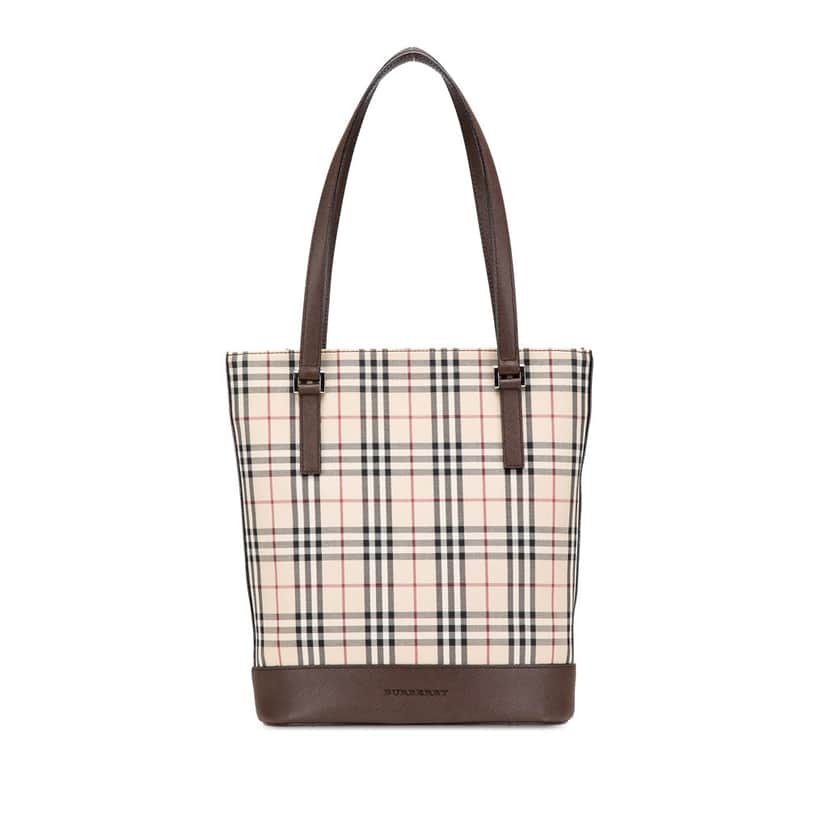 Burberry House Check Coated Canvas Bucket Tote Brown Canvas Good condition - Front View