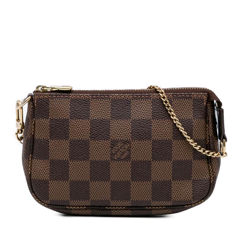Louis Vuitton Damier Ebene Mini Pochette Accessoires Brown Canvas Good condition - Front View