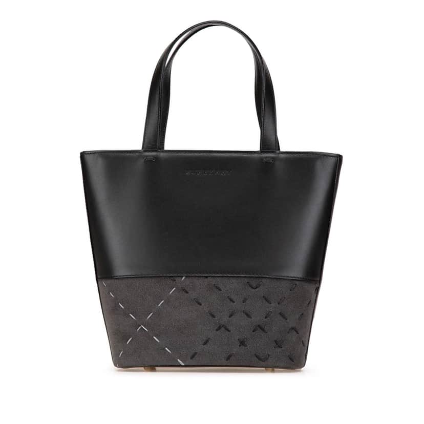 Burberry Calfskin and Suede Tote Black Leather Good condition - Front View