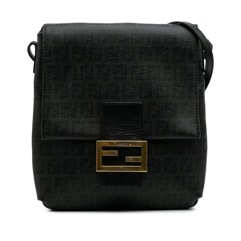 Fendi Zucchino Spalmati Crossbody Black Canvas Very good condition - Front View