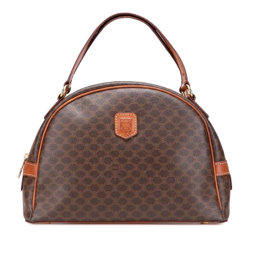 Celine Macadam Coated Canvas Handbag Brown Canvas Good condition - Front View