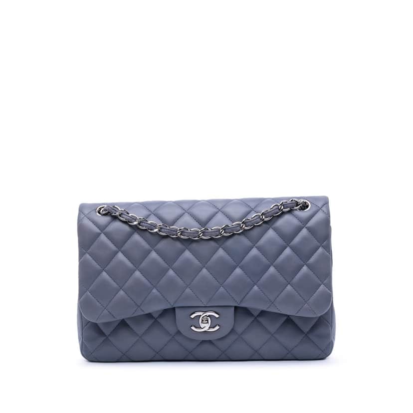 Chanel Jumbo Classic Lambskin Double Flap Purple Leather Good condition - Front View