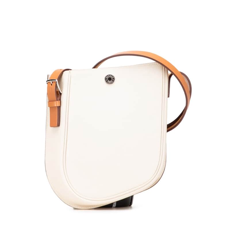 Hermès Togo Perspective Cavaliere 21 White Leather Good condition - Front View