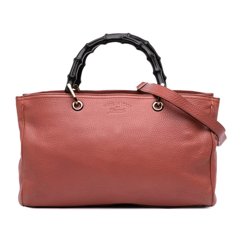 Gucci Medium Calfskin Bamboo Shopper Satchel Pink Leather Good condition - Front View