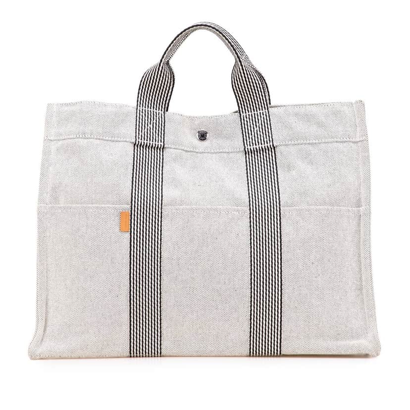Hermès Canvas Fourre Tout MM Grey Canvas Good condition - Front View