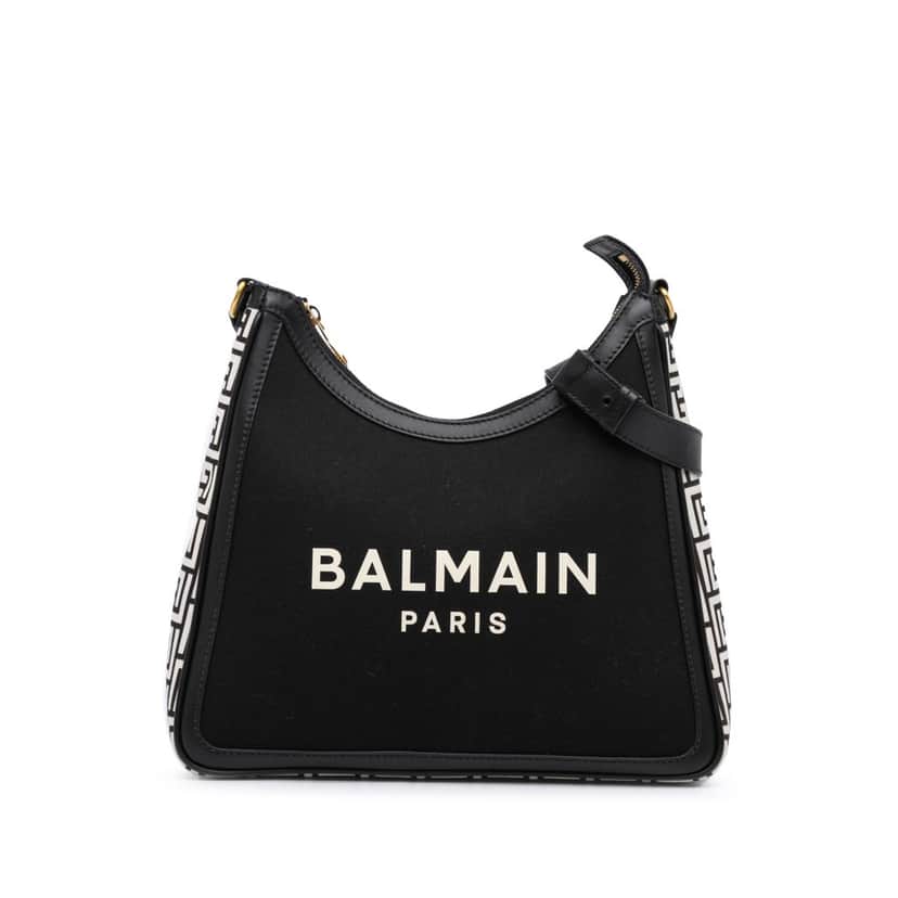 Balmain Canvas B-Army 26 Shoulder Bag Black Canvas Good condition - Front View