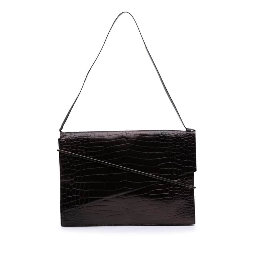 Gucci Croc Embossed Leather Broadway Envelope Shoulder Bag Purple Leather Good condition - Front View