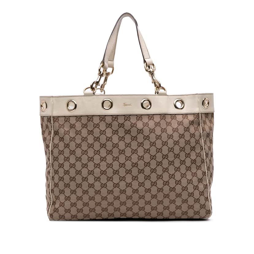 Gucci Large GG Canvas Positano Tote Brown Canvas Good condition - Front View
