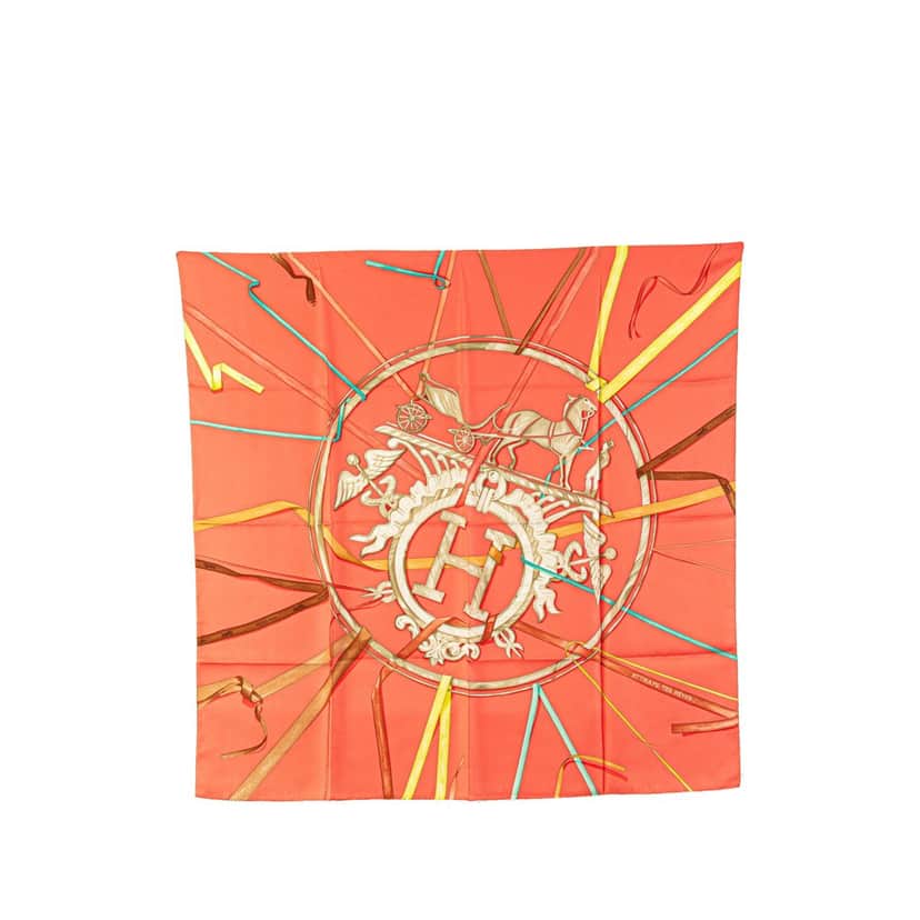 Hermès Attrape Tes Reves Silk Scarf Orange Silk Good condition - Front View