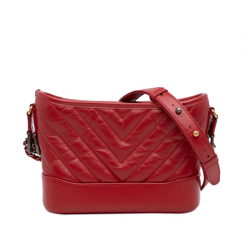 Chanel Small Chevron Lambskin Gabrielle Crossbody Red Leather Good condition - Front View