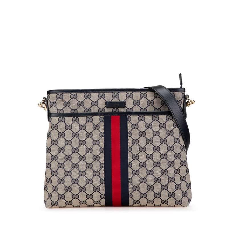 Gucci GG Canvas Web Crossbody Grey Polyester Good condition - Front View