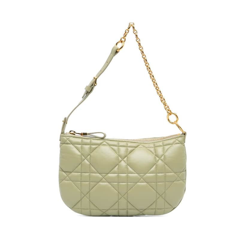 Dior Mini Calfskin Macrocannage Dior Caro Tulip Bag Green Leather Good condition - Front View