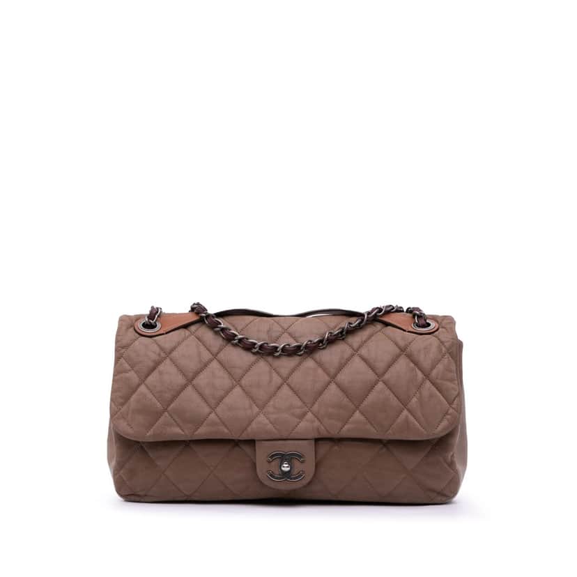 Chanel Jumbo Iridescent Calfskin In The Mix Flap Brown Leather Good condition - Front View