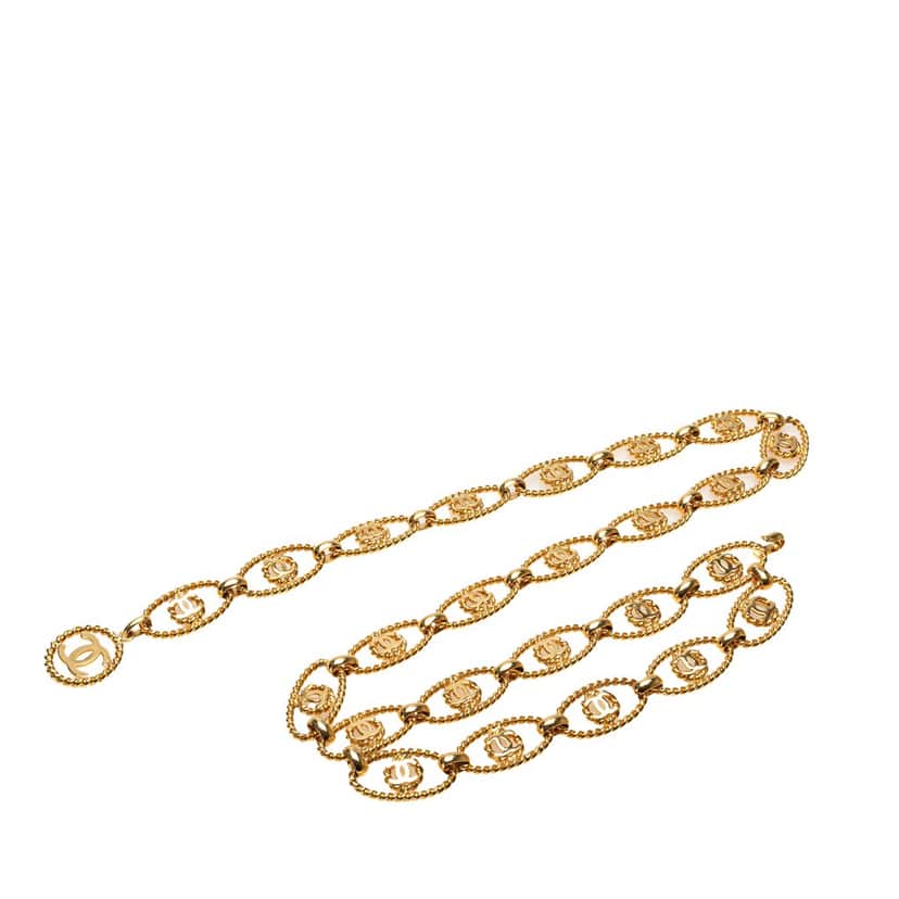 Chanel CC Gold Plated Rope Chain Belt Gold Metal Good condition - Front View