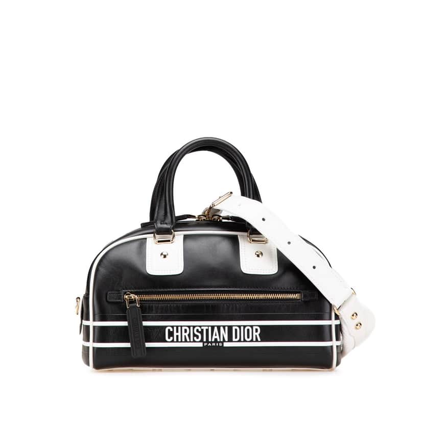 Dior Small Leather Dior Vibe Zip Bowling Bag Black Leather Good condition - Front View