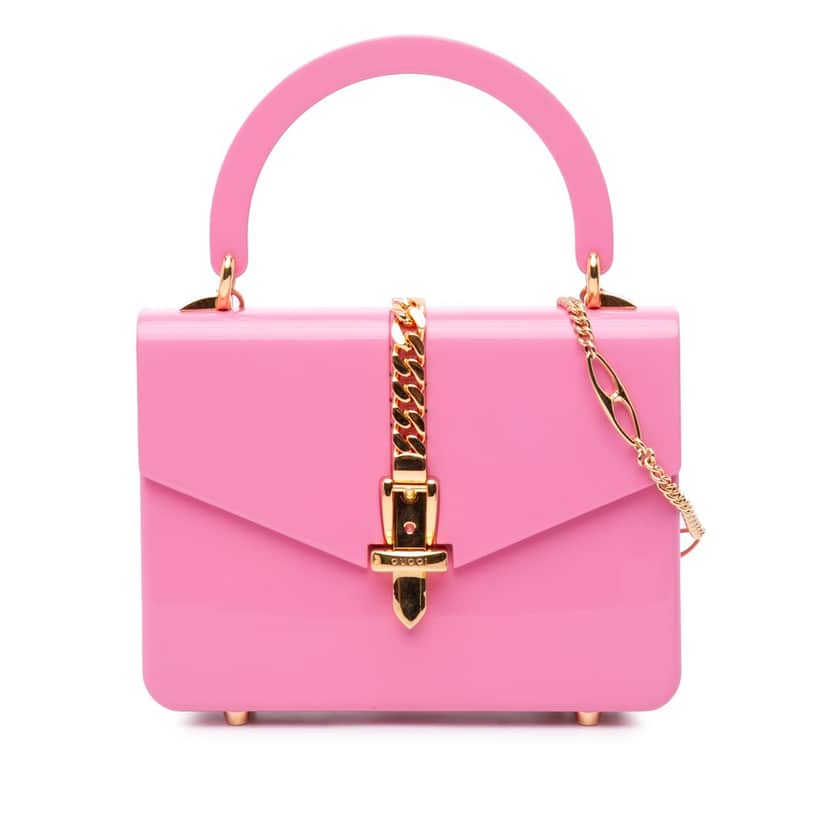 Gucci Mini Acrylic Sylvie 1969 Top Handle Bag Pink Good condition - Front View