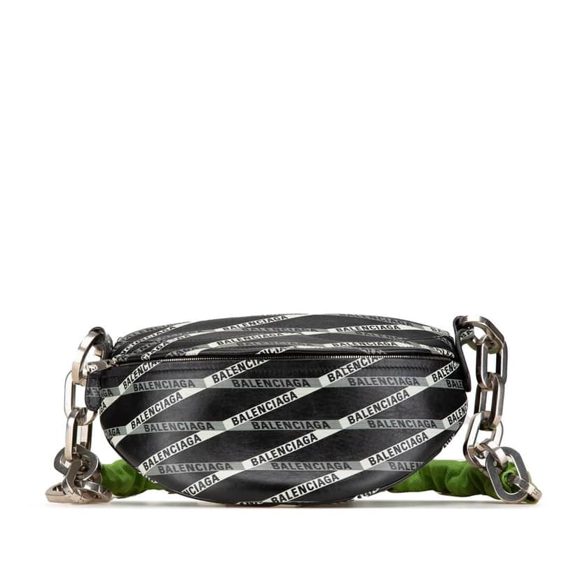 Balenciaga Lambskin Logo Souvenir XS Belt Bag Black Leather Good condition - Front View