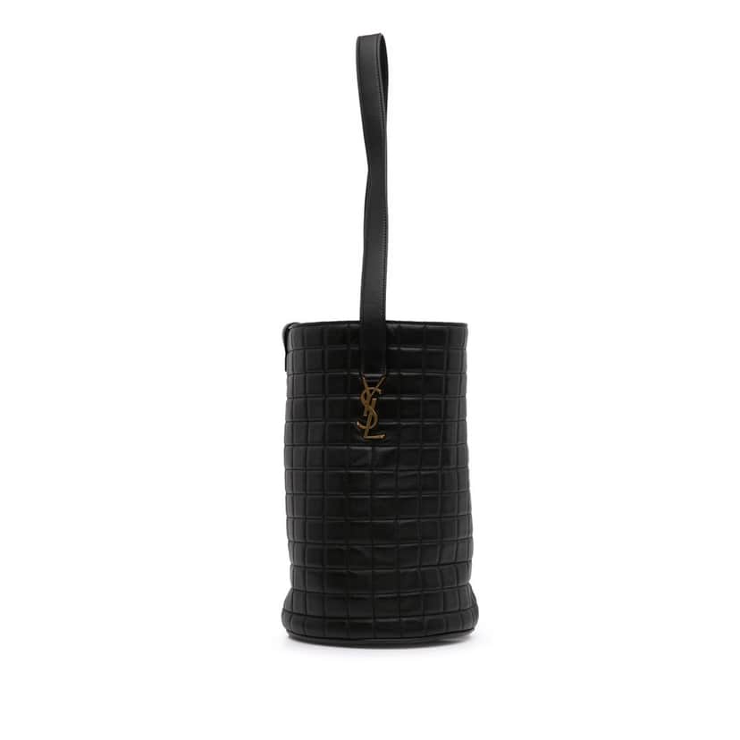 Saint Laurent Medium Lambskin Cecile Bucket Bag Black Leather Good condition - Front View