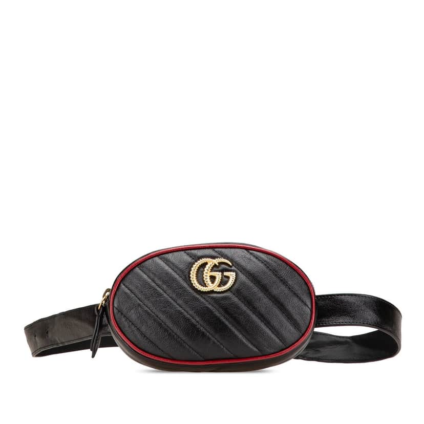 Gucci GG Marmont Leather Matelasse Torchon Belt Bag Black Leather Good condition - Front View