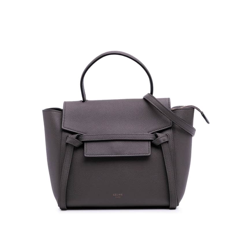 Celine Nano Grained Calfskin Belt Bag Grey Leather Good condition - Front View