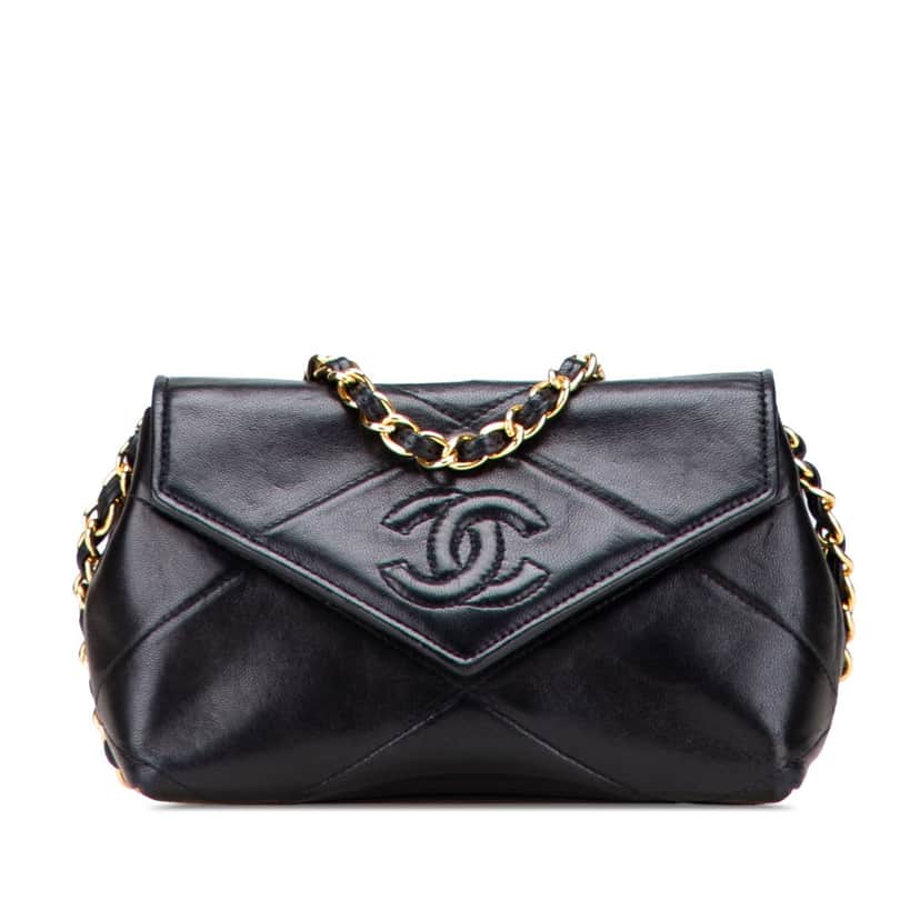 Chanel Mini CC Quilted Lambskin Single Flap Black Leather Good condition - Front View