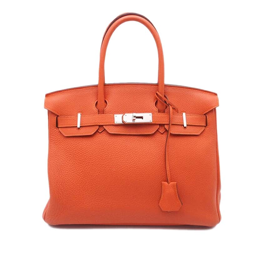 Hermès Clemence Birkin Retourne 30 Orange Leather Good condition - Front View