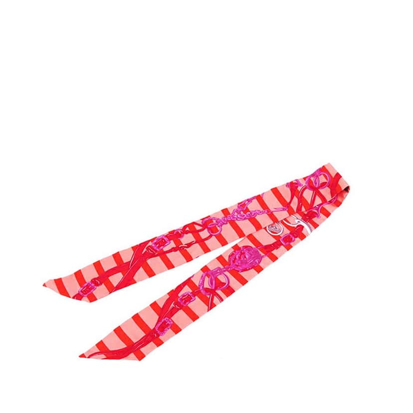 Hermès Brides De Gala Bayaderes Twilly Silk Scarf Pink Silk Very good condition - Front View