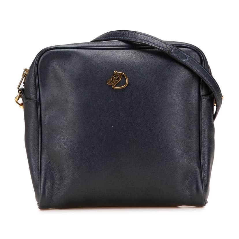 Hermès Box Calf Jockey Crossbody Blue Leather Good condition - Front View