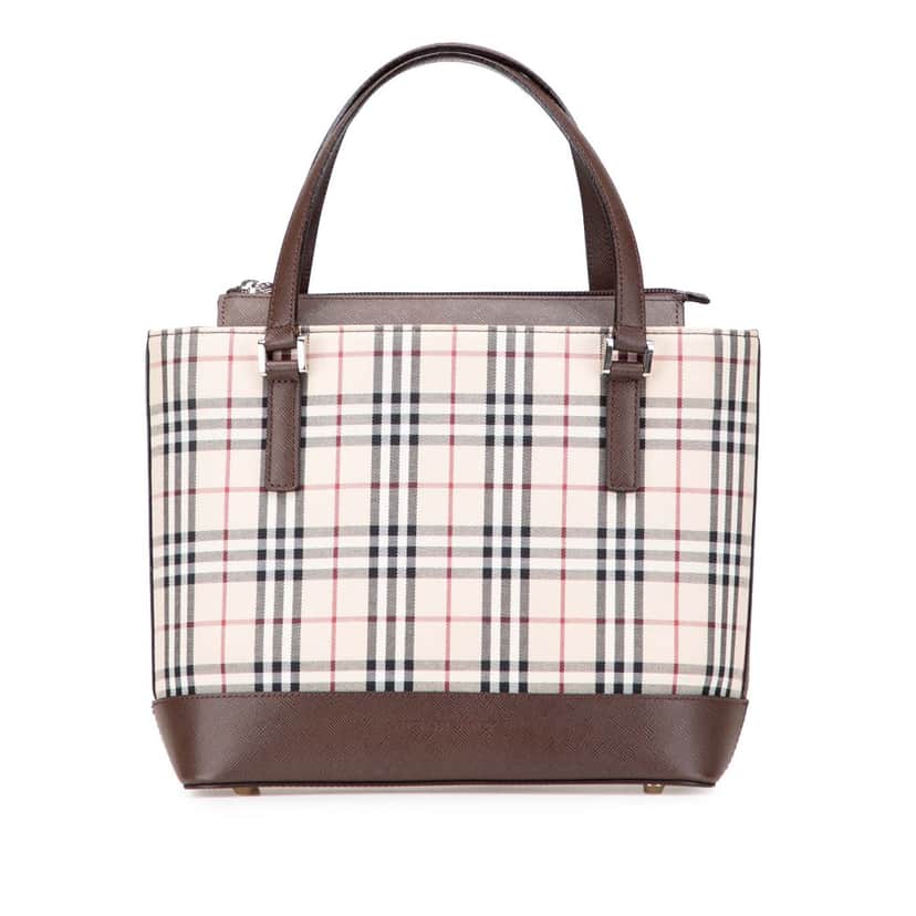 Burberry House Check Canvas Tote Brown Canvas Good condition - Front View