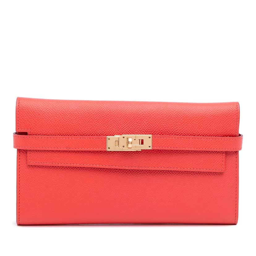 Hermès Epsom Kelly Longue Wallet Pink Leather Good condition - Front View