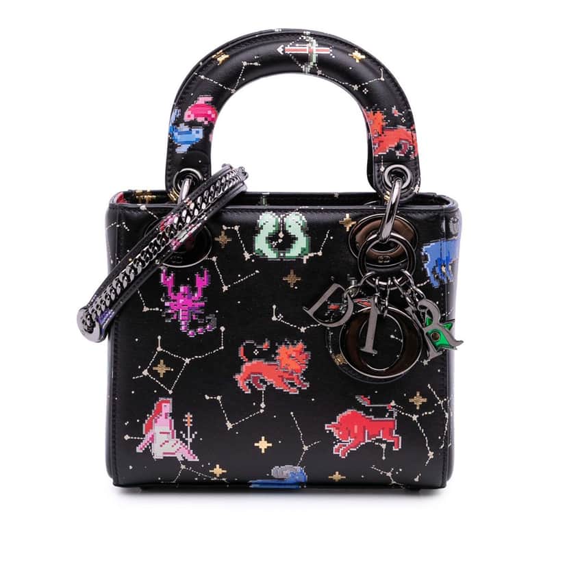 Dior Mini Calfskin Pixel Zodiac Lady Dior Black Leather Good condition - Front View