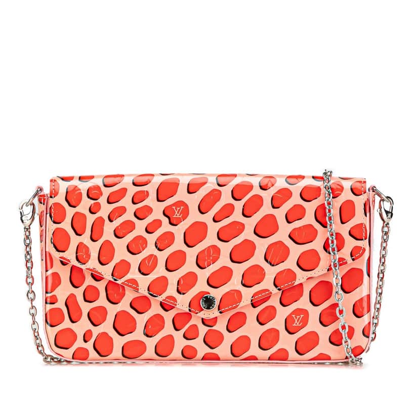 Louis Vuitton Monogram Vernis Jungle Dots Pochette Felicie Pink Leather Good condition - Front View