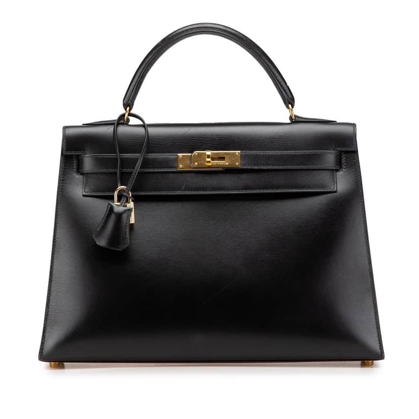 Hermès Box Calf Kelly Sellier 32 Black Leather Good condition - Front View