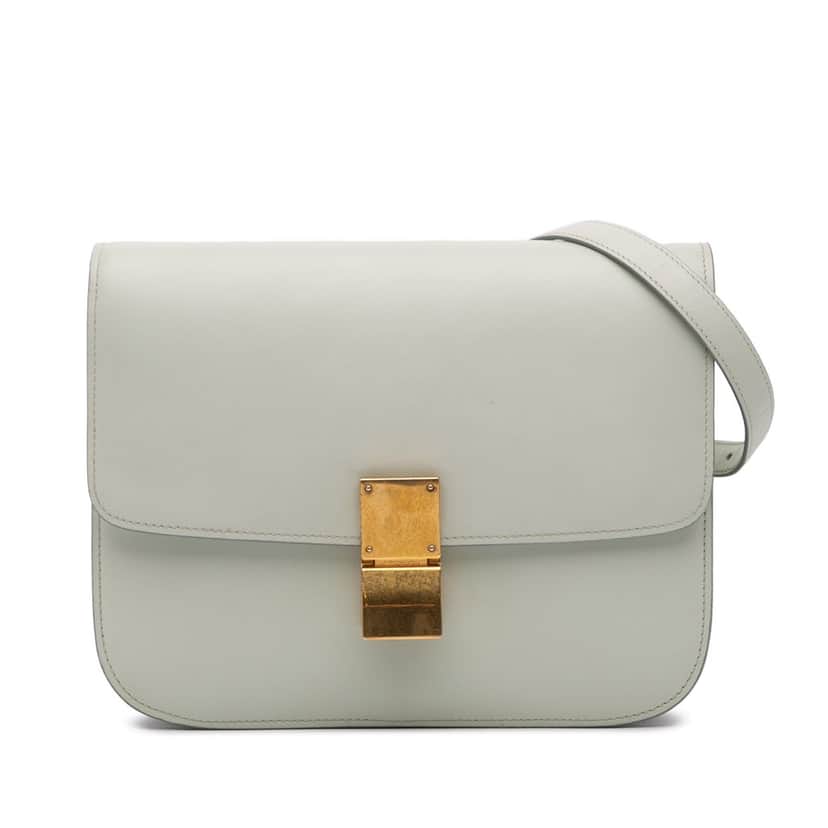 Celine Medium Calfskin Classic Box Green Leather Good condition - Front View