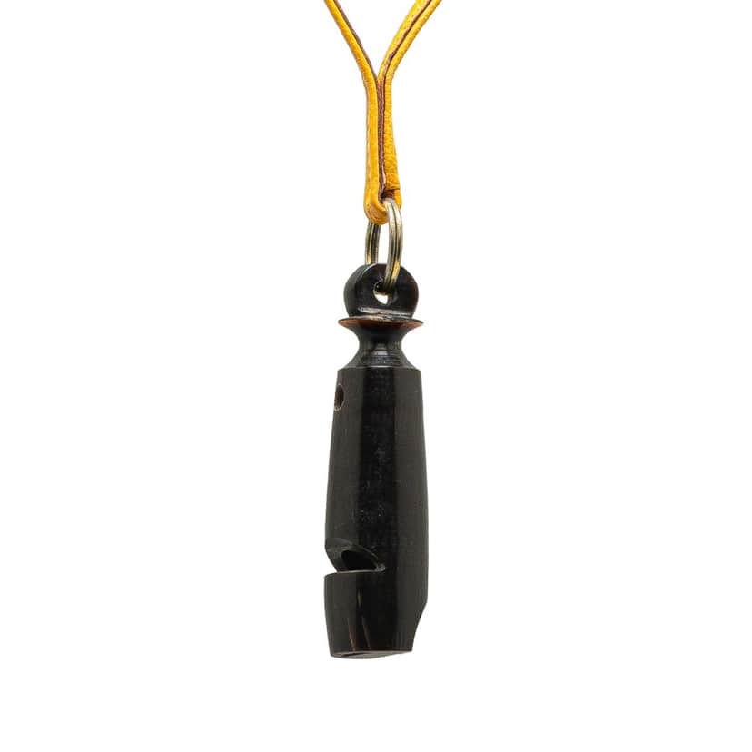 Hermès Leather Ultrasonic Dog Whistle Necklace Yellow Leather Good condition - Front View