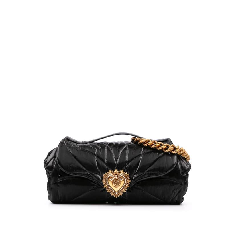 Dolce & Gabbana Quilted Nylon Devotion Satchel Black Good condition - Front View