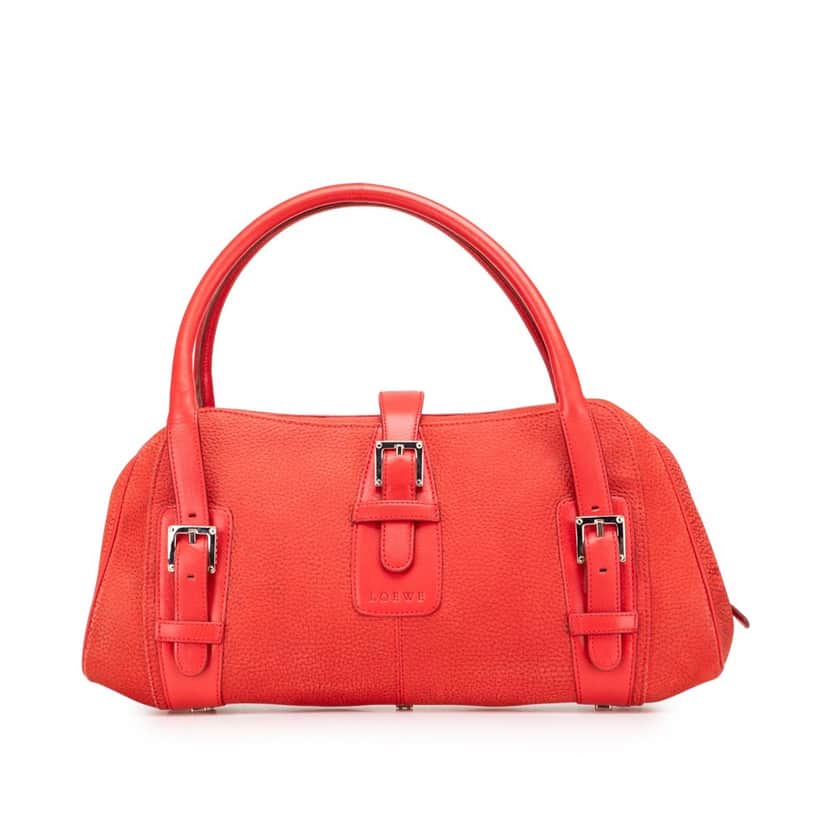 Loewe Nubuck Senda Handbag Red Leather Very good condition - Front View