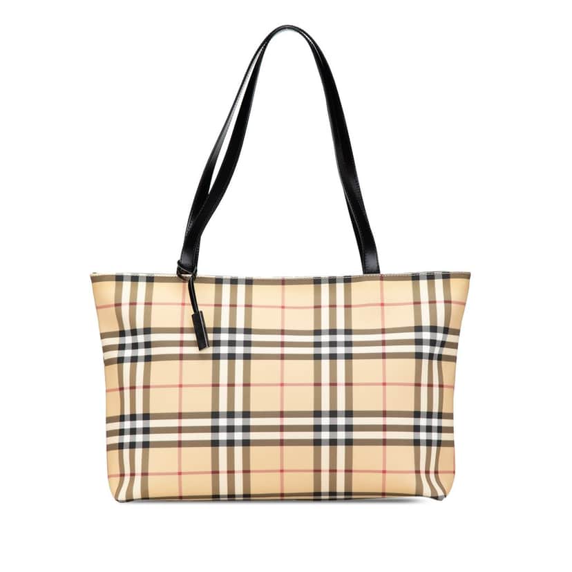 Burberry House Check Coated Canvas Tote Brown Canvas Good condition - Front View