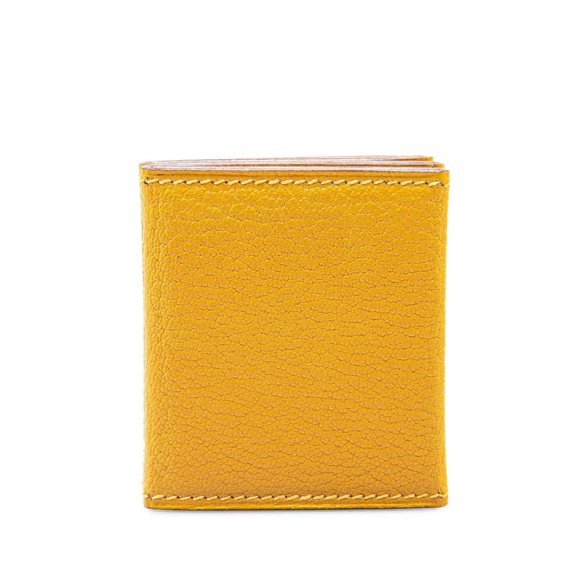 Hermès Chevre Mysore Grand Papa 6 Views Photo Holder PM Yellow Leather Good condition - Front View