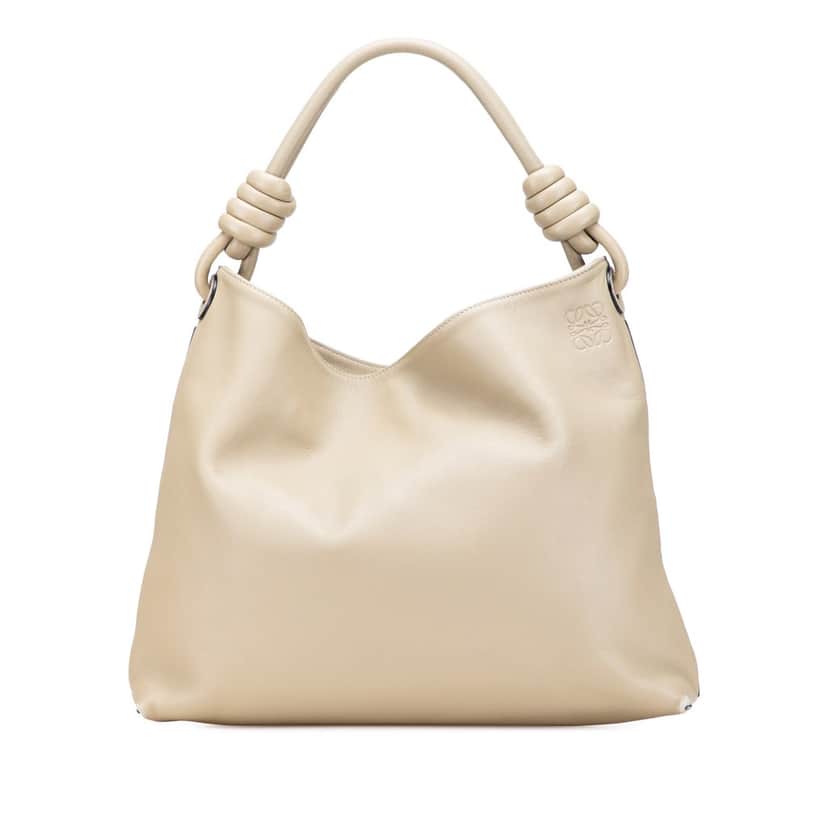 Loewe Small Calfskin Flamenco Knot Hobo Brown Leather Good condition - Front View