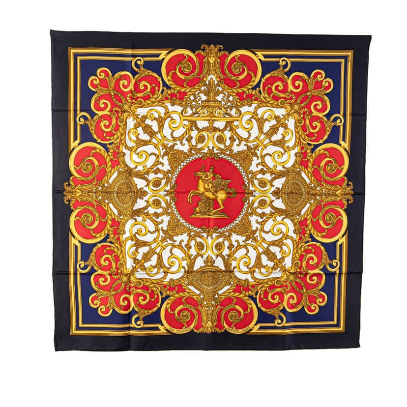 Hermès Les Tuileries Silk Scarf Gold Silk Very good condition - Front View