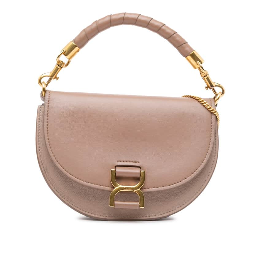 Chloé Grained Calfskin Marcie Chain Flap Brown Leather Good condition - Front View