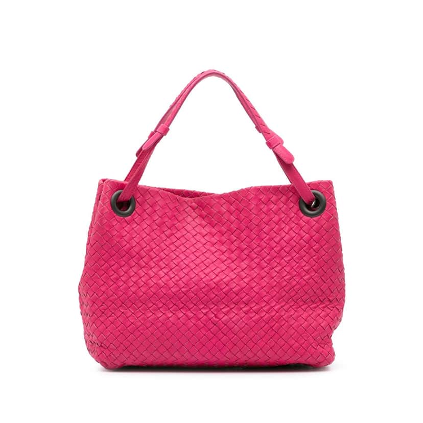 Bottega Veneta Medium Nappa Intrecciato Bella Tote Pink Leather Good condition - Front View