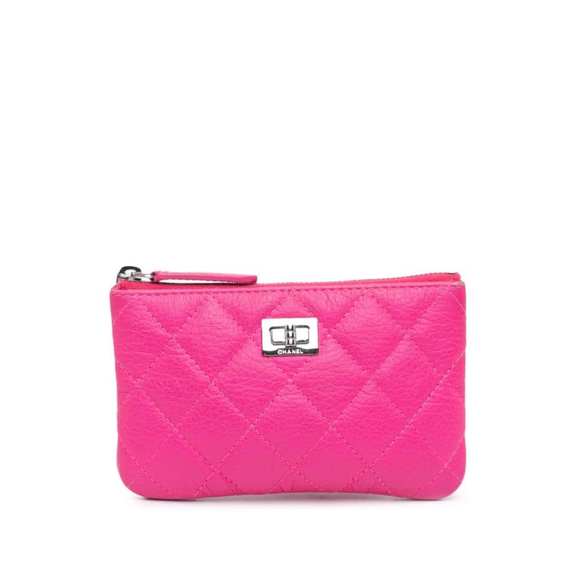 Chanel Small Goatskin Quilted Reissue Cosmetic Pouch Pink Leather Good condition - Front View