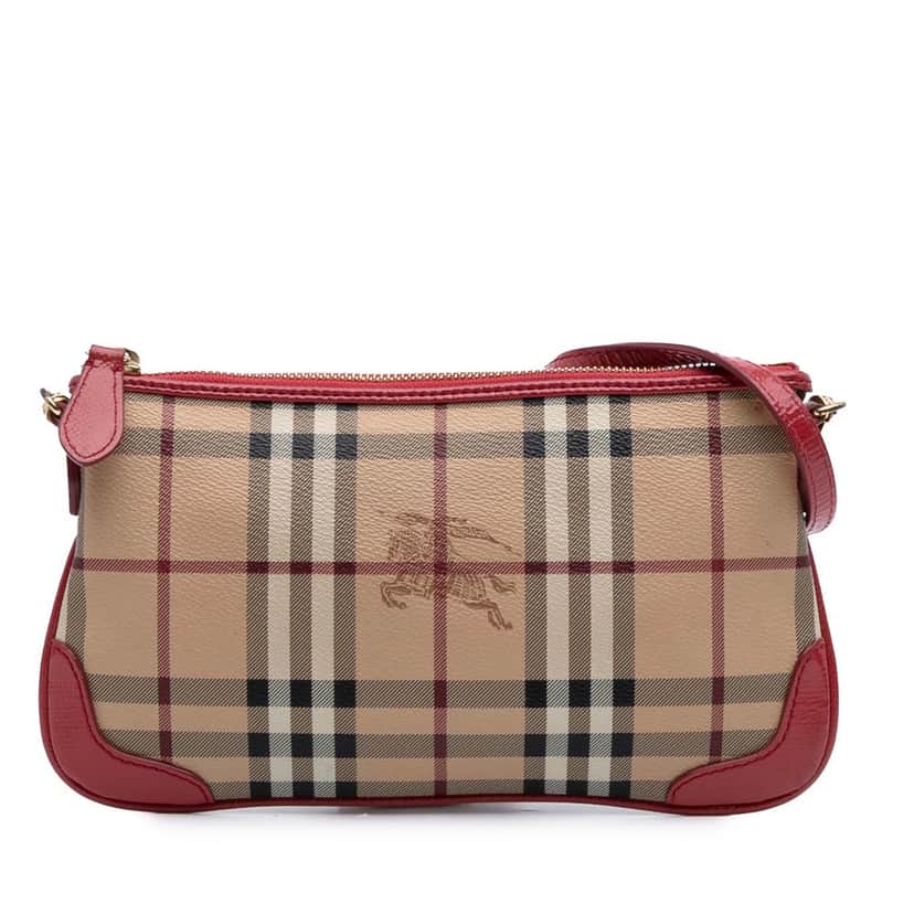 Burberry Haymarket Check Coated Canvas Peyton Crossbody Brown Canvas Good condition - Front View