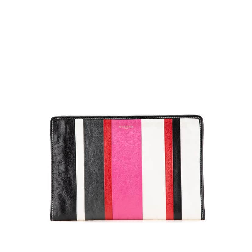 Balenciaga Lambskin Bazar Clutch Black Leather Good condition - Front View