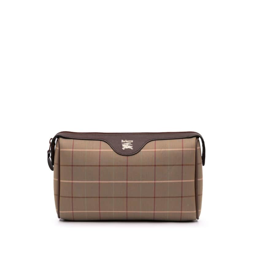 Burberry Vintage Check Canvas Clutch Brown Canvas Good condition - Front View