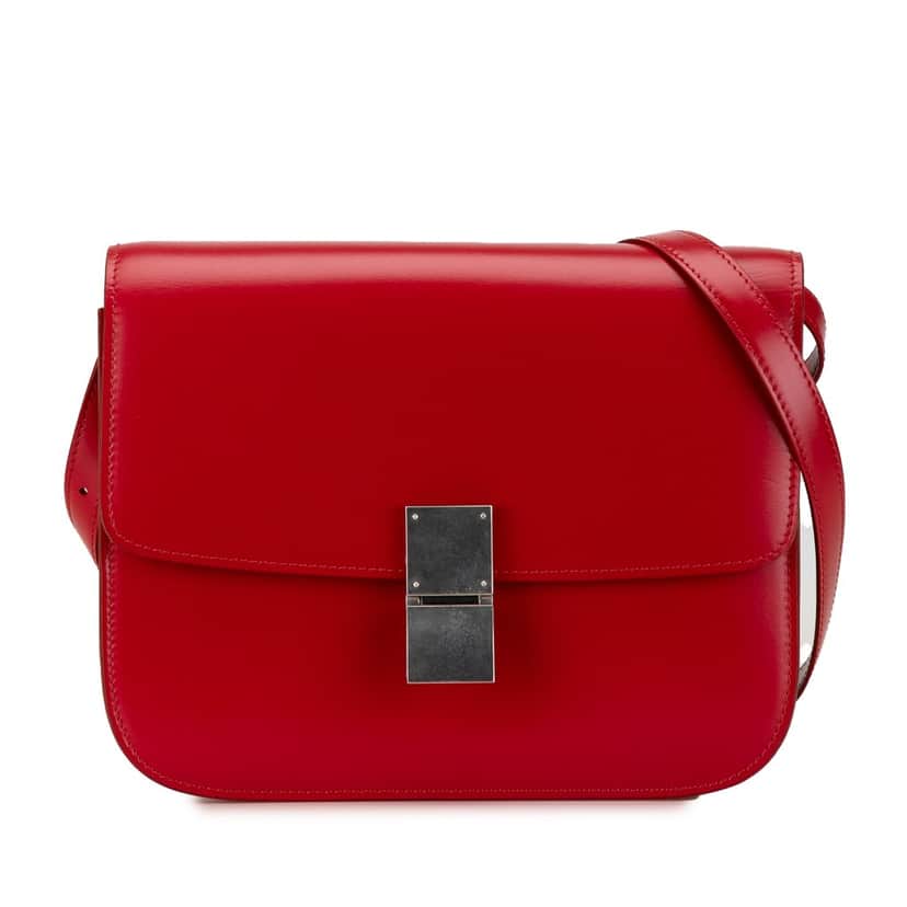 Celine Medium Calfskin Classic Box Red Leather Very good condition - Front View